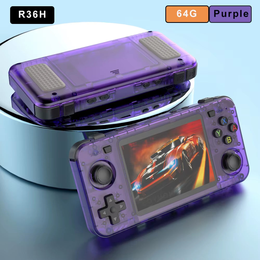 Green R36H Retro Video Game Console 3.5‘’ IPS Screen RK3326 3000 Mah Open Linux System Portable Player for Boys Gift