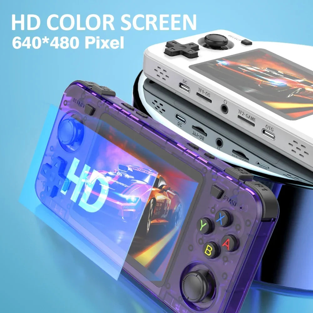 Green R36H Retro Video Game Console 3.5‘’ IPS Screen RK3326 3000 Mah Open Linux System Portable Player for Boys Gift
