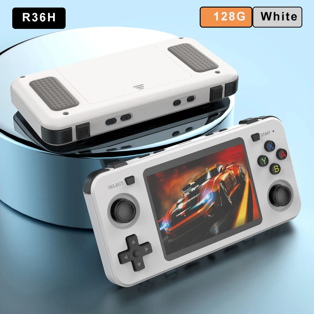 Green R36H Retro Video Game Console 3.5‘’ IPS Screen RK3326 3000 Mah Open Linux System Portable Player for Boys Gift