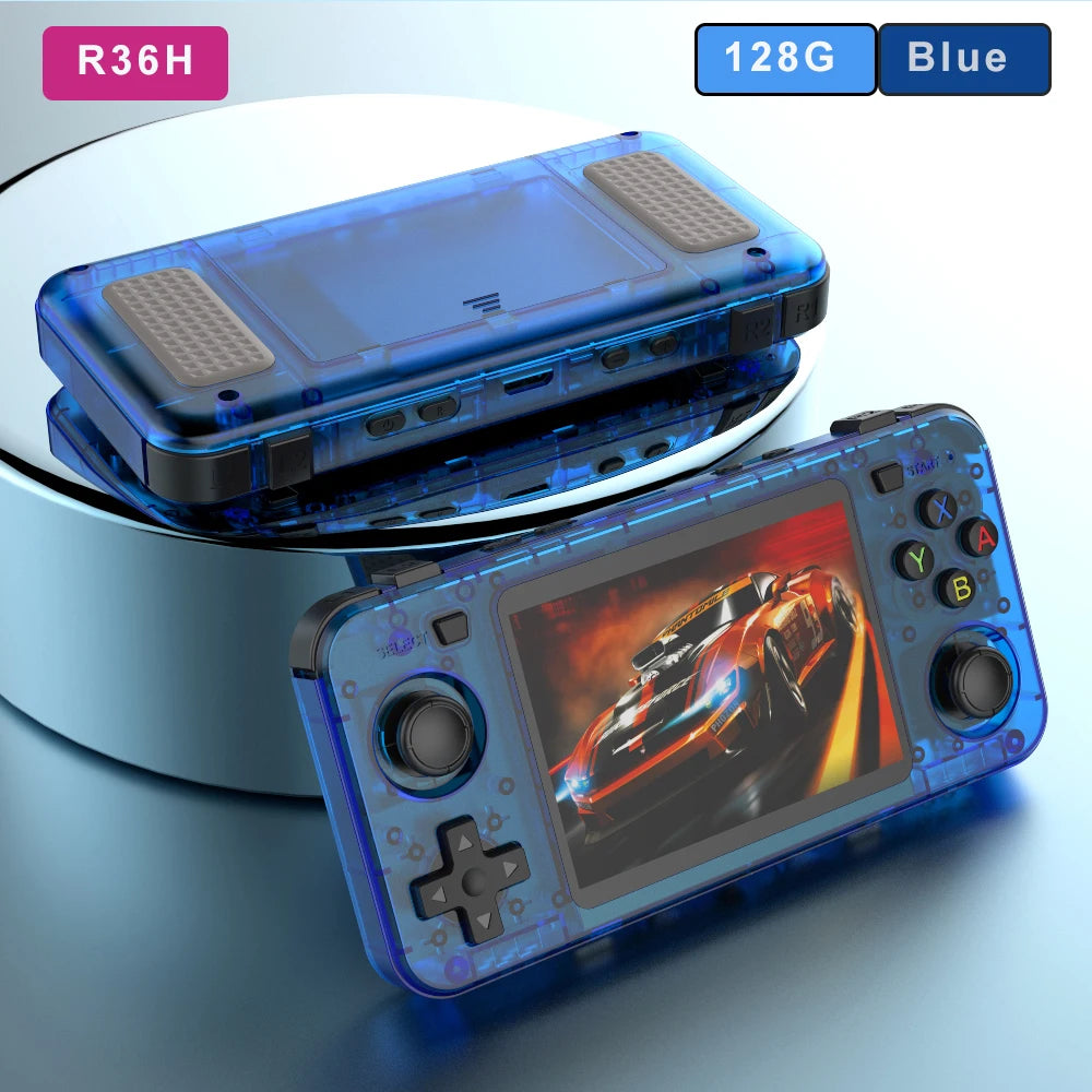 Green R36H Retro Video Game Console 3.5‘’ IPS Screen RK3326 3000 Mah Open Linux System Portable Player for Boys Gift