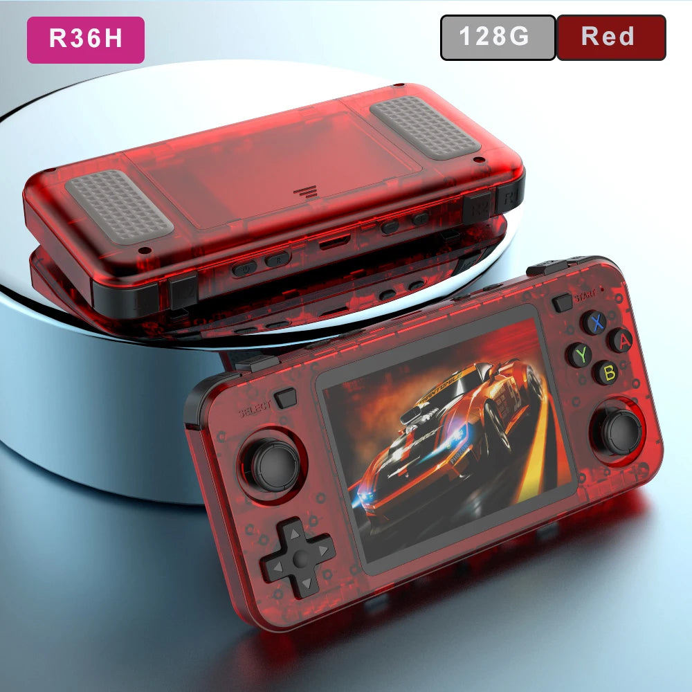 Green R36H Retro Video Game Console 3.5‘’ IPS Screen RK3326 3000 Mah Open Linux System Portable Player for Boys Gift